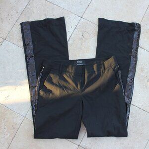 Body by Victoria Black Tuxedo Sequin Stripe on Side Dressy Pants The Kate Fit